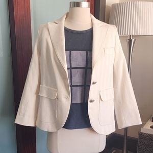 Calvin Rucker Buttercream Striped Cropped Blazer